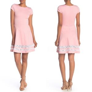 LOVE…ADY Pink Lace Hem Fit & Flare Dress Size M